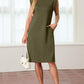 🔥2026 Summer Sale 60% OFF💥Women Round Neck Loose Split Wrinkle-Free Midi Dress with Pockets