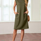 🔥2026 Summer Sale 60% OFF💥Women Round Neck Loose Split Wrinkle-Free Midi Dress with Pockets