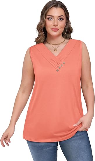 🏆Last Day Special Price ￡10.99!!💐2026 Women’s Button Down V Neck Loose Fit Tank Top