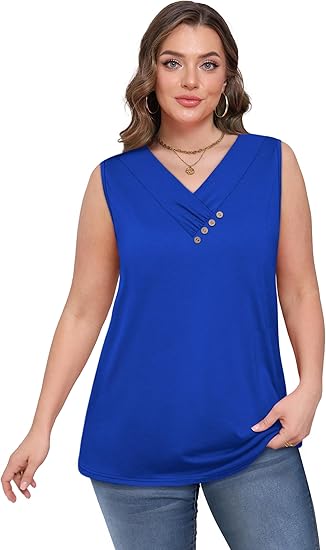 🏆Last Day Special Price ￡10.99!!💐2026 Women’s Button Down V Neck Loose Fit Tank Top