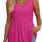 🌞HOT SALE 49% OFF👚Women's Print Flowy Sleeveless V Neck Peplum Tank Tops