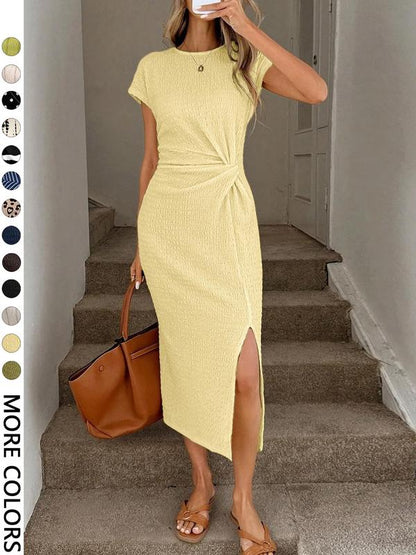👗LIMITED-TIME 50% OFF!✨Women's Elegant Waist Twist High Slit Sleeveless Midi Dress– Waist-Cinching, Elegant, Flowing Silhouette 💃