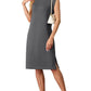 🔥2026 Summer Sale 60% OFF💥Women Round Neck Loose Split Wrinkle-Free Midi Dress with Pockets