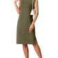 🔥2026 Summer Sale 60% OFF💥Women Round Neck Loose Split Wrinkle-Free Midi Dress with Pockets
