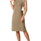 🔥2026 Summer Sale 60% OFF💥Women Round Neck Loose Split Wrinkle-Free Midi Dress with Pockets