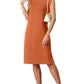 🔥2026 Summer Sale 60% OFF💥Women Round Neck Loose Split Wrinkle-Free Midi Dress with Pockets
