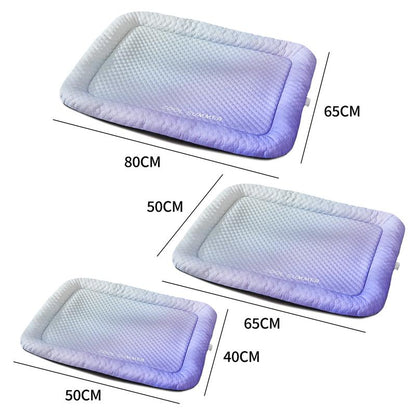 ⏰LAST DAY SALE ONLY￡7.99!!❄Pet Cooling Mat for Dogs & Cats 🐾 Naturally Cool Ice-Silk Pad • Breathable, Washable & Soft 🌿 For Floors, Sofas & Car Travel • Multiple Sizes • Gradient Colours ☀️🐶🐱