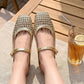 🔥 BIG CLEARANCE SALE 🔥☁️ 2026 New Arrival! Women's Square-Toe Woven Mary Jane Mules 🎀
