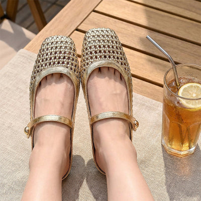 🔥 BIG CLEARANCE SALE 🔥☁️ 2026 New Arrival! Women's Square-Toe Woven Mary Jane Mules 🎀