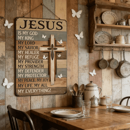 ✝️Christian Gifts for Women Men Jesus Is My God My King My Everything Vintage Tin Sign🙏