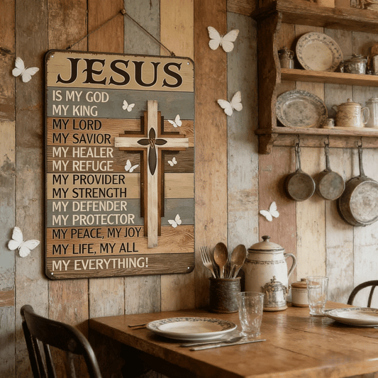 ✝️Christian Gifts for Women Men Jesus Is My God My King My Everything Vintage Tin Sign🙏
