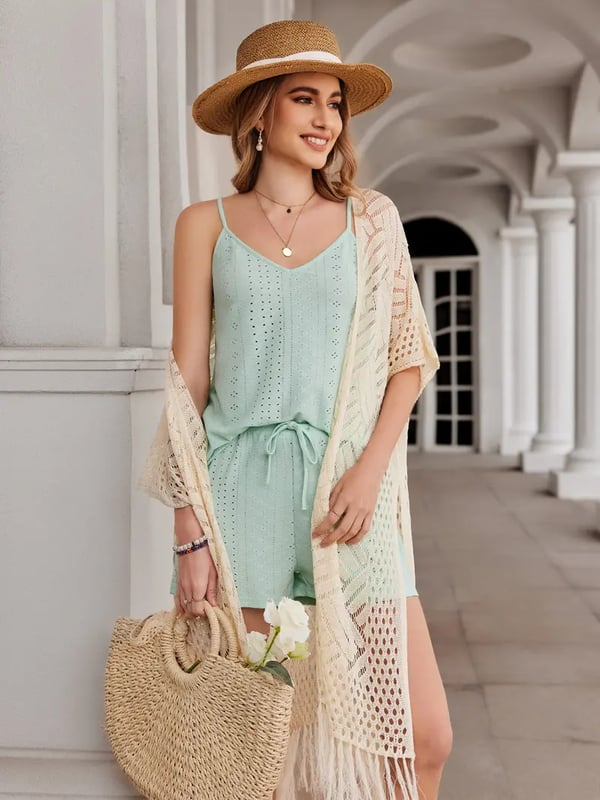 🔥 LIMITED-TIME Just £15.99!!😍Women’s Oversized Knit Cardigan – Lightweight Crochet Tassel Kimono for Spring & Summer 🌸
