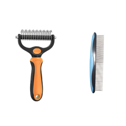 🔥Last Day 50% OFF🔥Professional Double-Sided Pet Grooming Rake ✨ Undercoat Deshedding Tool for Dogs & Cats 🐶🐱
