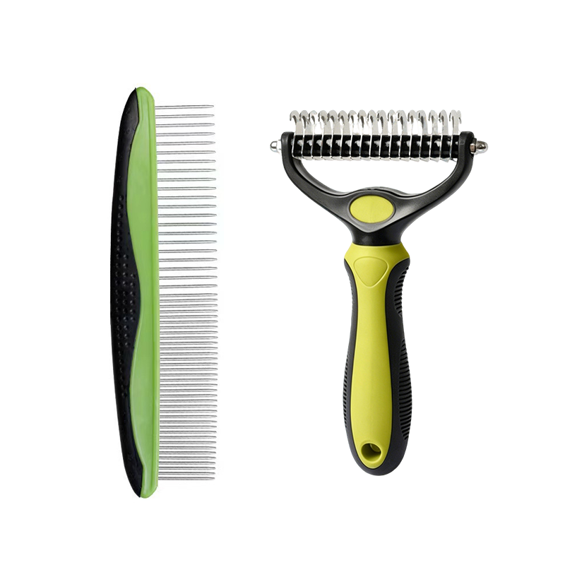 🔥Last Day 50% OFF🔥Professional Double-Sided Pet Grooming Rake ✨ Undercoat Deshedding Tool for Dogs & Cats 🐶🐱