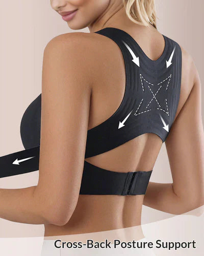 ⏳LAST DAY SALE ONLY 8.99!!👍✨Cross Back Front Closure Wireless Posture Support Bra– All-Day Comfort, Breathable & Summer-Ready 💕