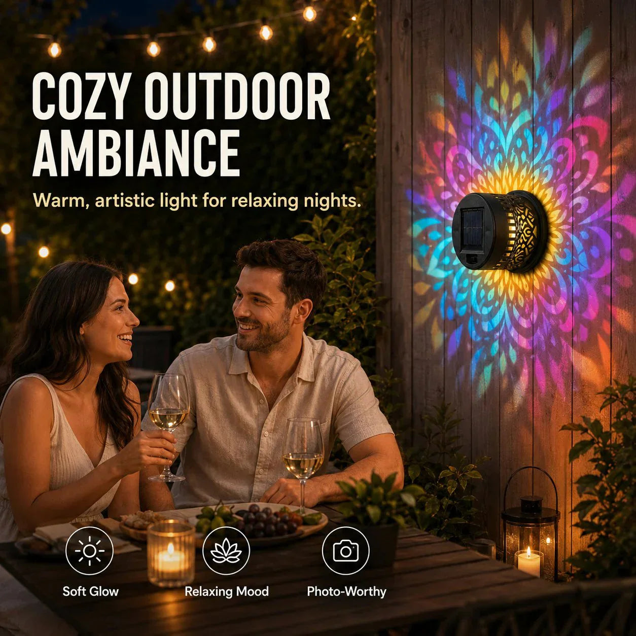 💡💓Surprise Price: Only £7.99!!🔥Solar-Powered Mandala Projector Light🎁🏠