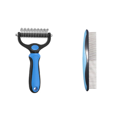 🔥Last Day 50% OFF🔥Professional Double-Sided Pet Grooming Rake ✨ Undercoat Deshedding Tool for Dogs & Cats 🐶🐱