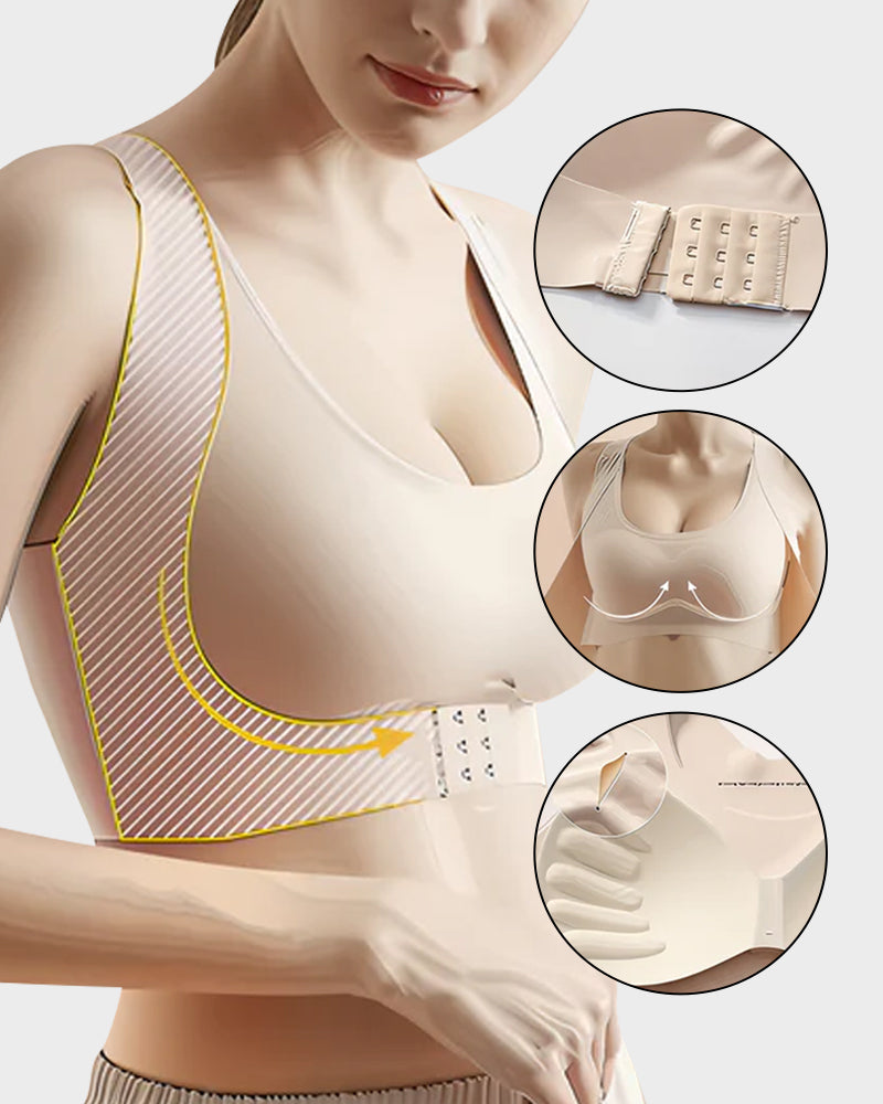 ⏳LAST DAY SALE ONLY 8.99!!👍✨Cross Back Front Closure Wireless Posture Support Bra– All-Day Comfort, Breathable & Summer-Ready 💕