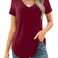 🔥Last Day 49% OFF💖Women's V-neck Short Sleeve Curved Hem Tee Top