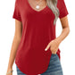 🔥Last Day 49% OFF💖Women's V-neck Short Sleeve Curved Hem Tee Top