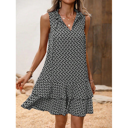 🔥Limited Offer 50% OFF!💃 Women’s Geometric Print Bow Dress – Stylish, Elegant & Effortlessly Chic ✨👗