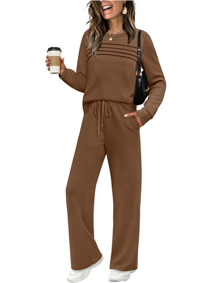 🔥LAST DAY SALE 70% OFF👍✨Women's Crew Neck Top & Drawstring Pants Short Set
