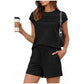 🔥LAST DAY SALE 70% OFF👍✨Women's Crew Neck Top & Drawstring Pants Short Set