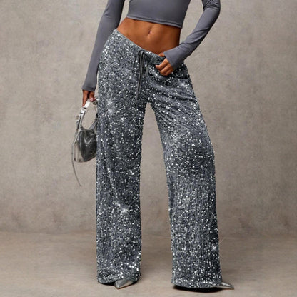 💖💃LAST DAY SALE 50% OFF👖✨Women's Sequin Sparkle Wide Leg Pants with Elastic Waistband✨