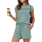 🔥LAST DAY SALE 70% OFF👍✨Women's Crew Neck Top & Drawstring Pants Short Set