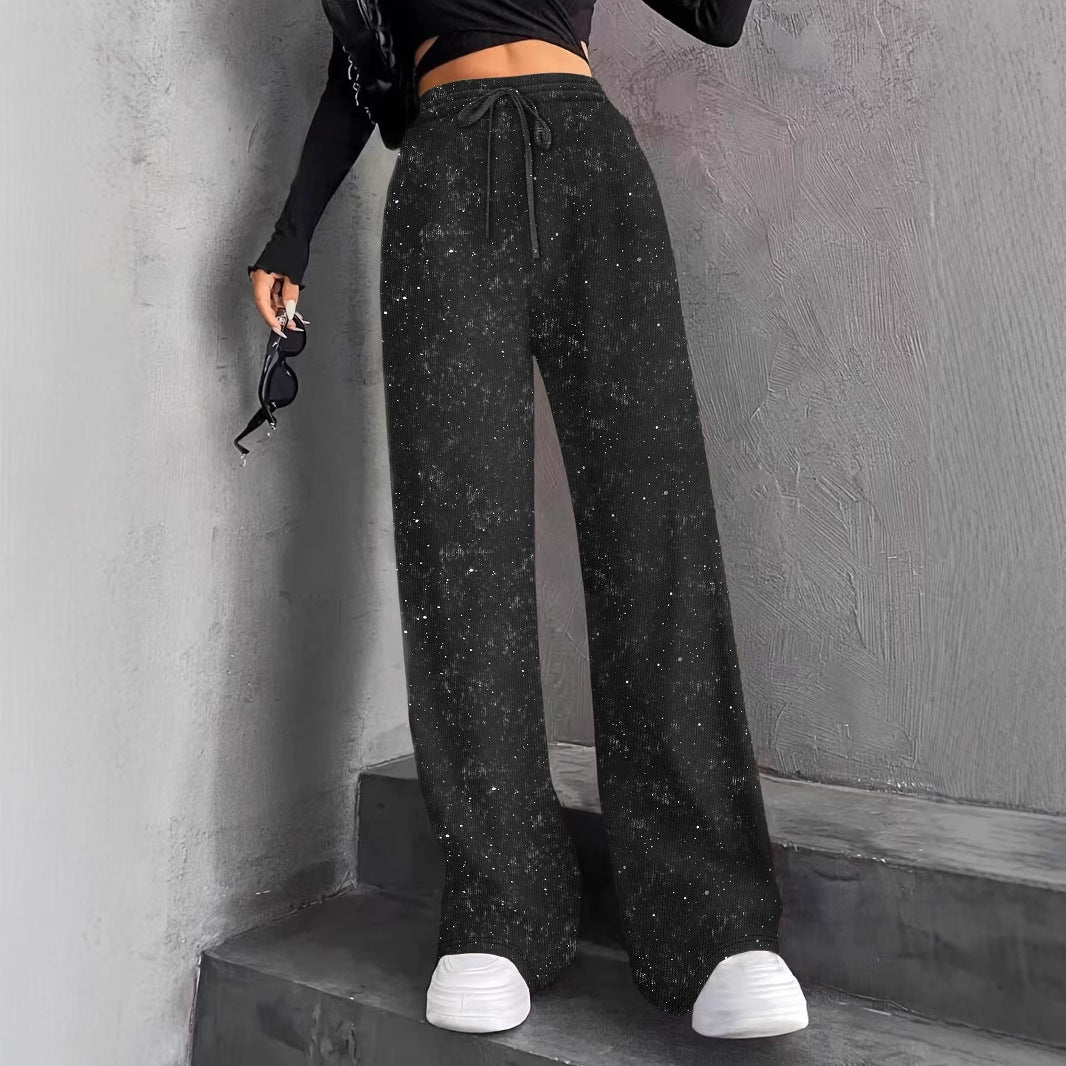 💖💃LAST DAY SALE 50% OFF👖✨Women's Sequin Sparkle Wide Leg Pants with Elastic Waistband✨