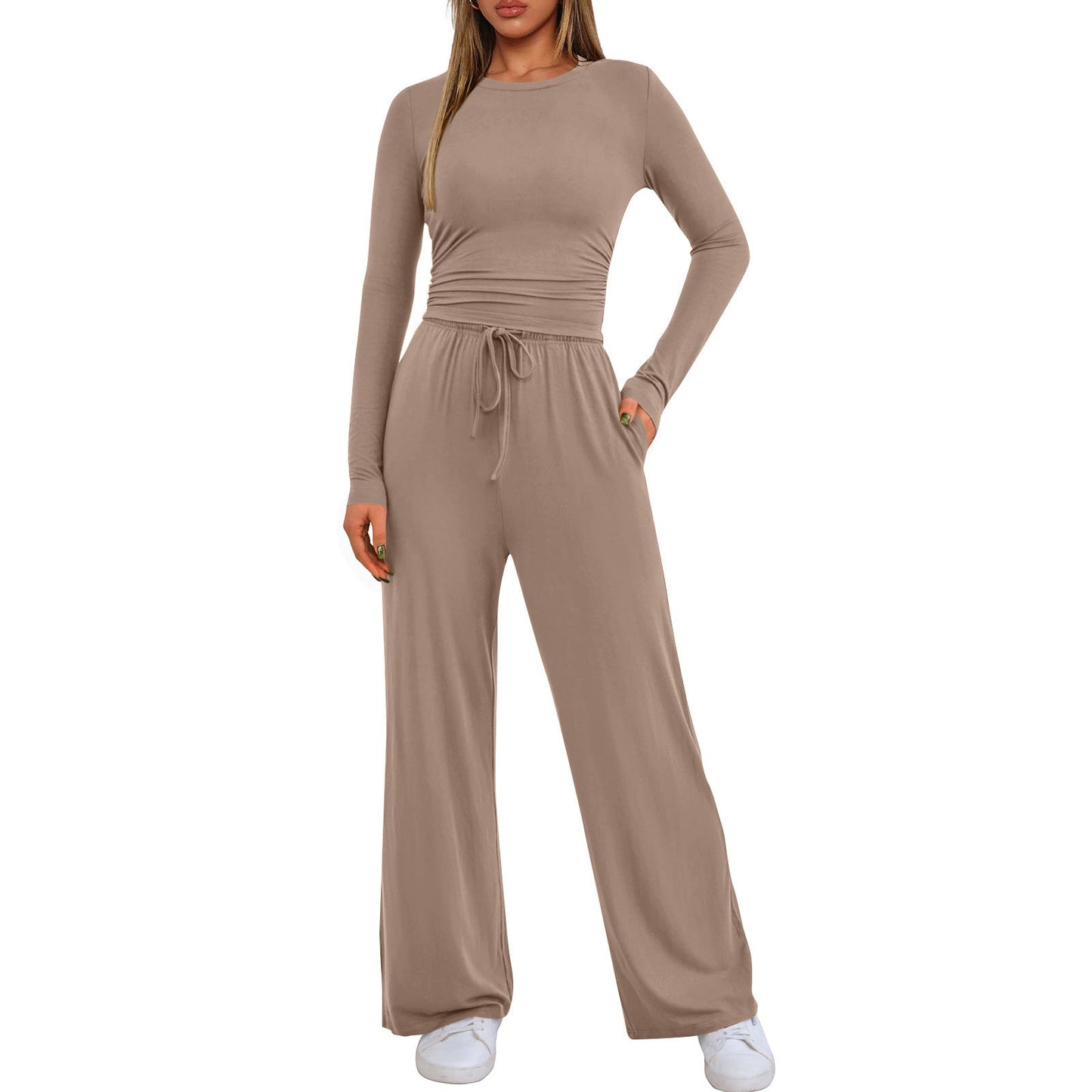 🔥LAST DAY 50% OFF👚2025 Women's Fall Outfits Long Sleeve Wide Leg Lounge Set💕