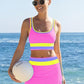 💃👙Last Day Sale 50% OFF🌈Color Block Patchwork Sporty 3-Piece Bikini Set - High Waisted & Tummy Control Swimsuit