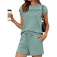 🔥LAST DAY SALE 70% OFF👍✨Women's Crew Neck Top & Drawstring Pants Short Set