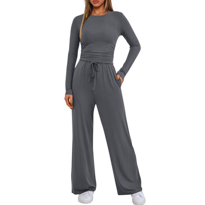 🔥LAST DAY 50% OFF👚2025 Women's Fall Outfits Long Sleeve Wide Leg Lounge Set💕