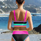 💃👙Last Day Sale 50% OFF🌈Color Block Patchwork Sporty 3-Piece Bikini Set - High Waisted & Tummy Control Swimsuit