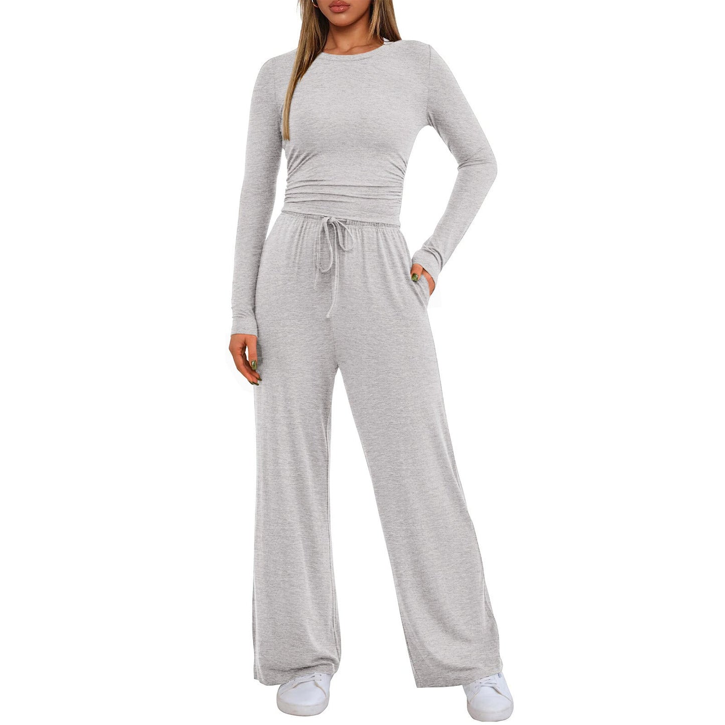 🔥LAST DAY 50% OFF👚2025 Women's Fall Outfits Long Sleeve Wide Leg Lounge Set💕