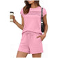 🔥LAST DAY SALE 70% OFF👍✨Women's Crew Neck Top & Drawstring Pants Short Set