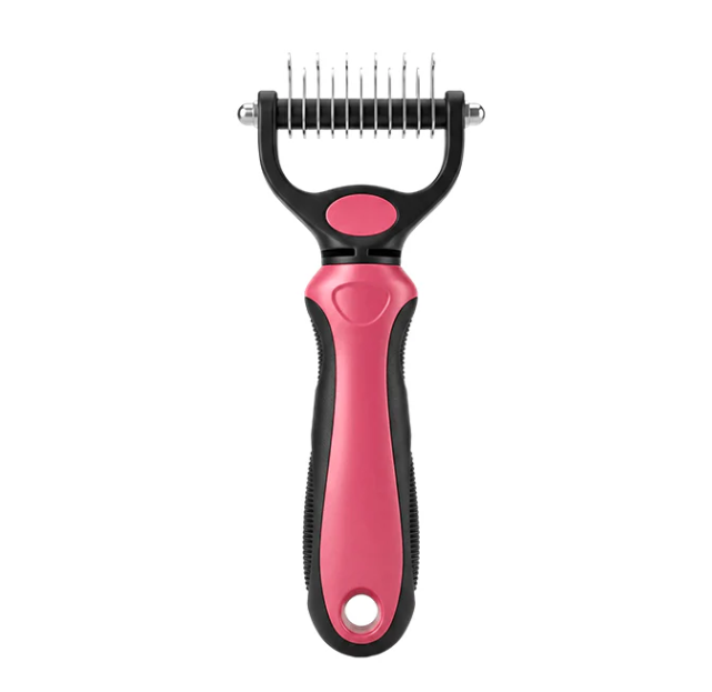 🔥Last Day 50% OFF🔥Professional Double-Sided Pet Grooming Rake ✨ Undercoat Deshedding Tool for Dogs & Cats 🐶🐱