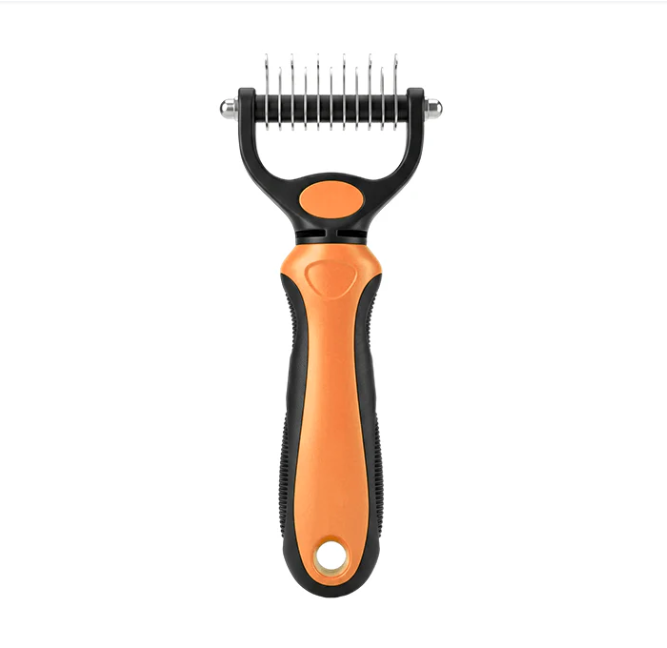 🔥Last Day 50% OFF🔥Professional Double-Sided Pet Grooming Rake ✨ Undercoat Deshedding Tool for Dogs & Cats 🐶🐱