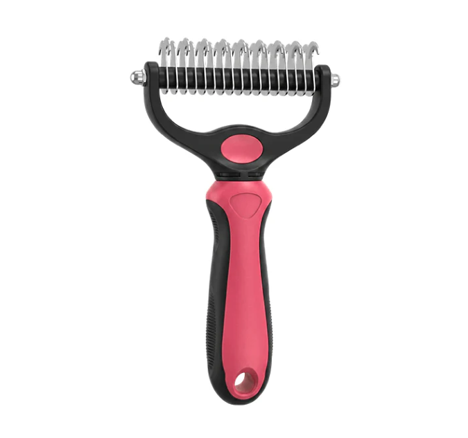 🔥Last Day 50% OFF🔥Professional Double-Sided Pet Grooming Rake ✨ Undercoat Deshedding Tool for Dogs & Cats 🐶🐱
