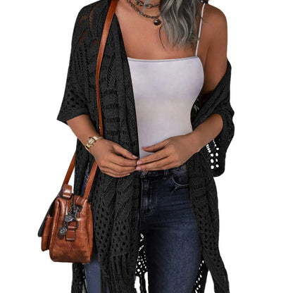 🔥 LIMITED-TIME Just £15.99!!😍Women’s Oversized Knit Cardigan – Lightweight Crochet Tassel Kimono for Spring & Summer 🌸