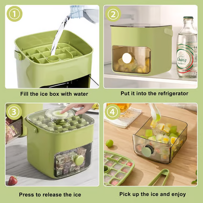 🎁2026 New Arrivals 50% OFF💥Essential for summer🥤🧊 Ice Cube Maker with Storage – 48 cubes at once, leak‑proof lid. Stackable, saves space. Includes ice scoop & tong.