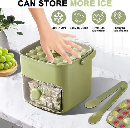 🎁2026 New Arrivals 50% OFF💥Essential for summer🥤🧊 Ice Cube Maker with Storage – 48 cubes at once, leak‑proof lid. Stackable, saves space. Includes ice scoop & tong.