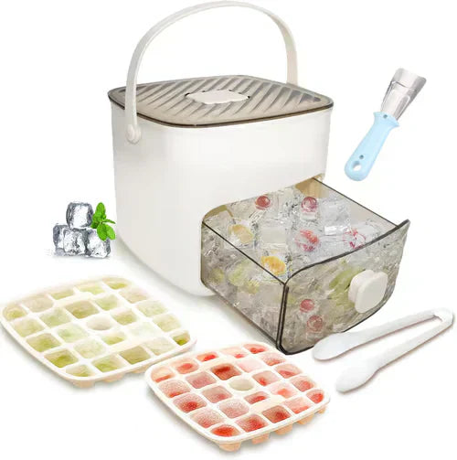 🎁2026 New Arrivals 50% OFF💥Essential for summer🥤🧊 Ice Cube Maker with Storage – 48 cubes at once, leak‑proof lid. Stackable, saves space. Includes ice scoop & tong.