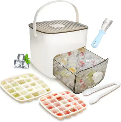 🎁2026 New Arrivals 50% OFF💥Essential for summer🥤🧊 Ice Cube Maker with Storage – 48 cubes at once, leak‑proof lid. Stackable, saves space. Includes ice scoop & tong.