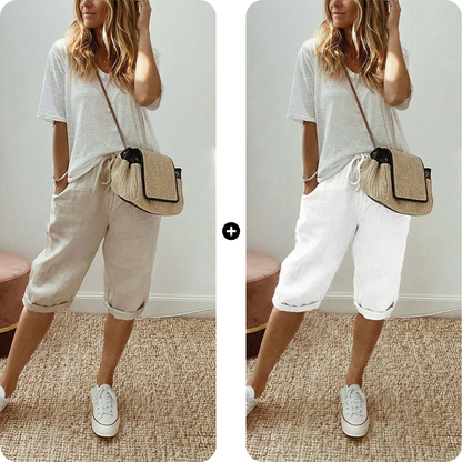 ⏳Time-Limited 60% OFF! 👖⏰Women’s Casual Cotton Linen Capris– Breathable, Comfortable & Effortlessly Chic 🌿✨
