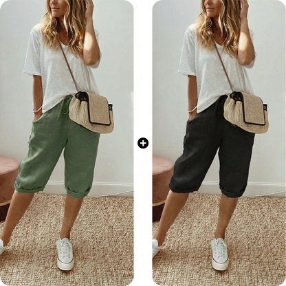 ⏳Time-Limited 60% OFF! 👖⏰Women’s Casual Cotton Linen Capris– Breathable, Comfortable & Effortlessly Chic 🌿✨