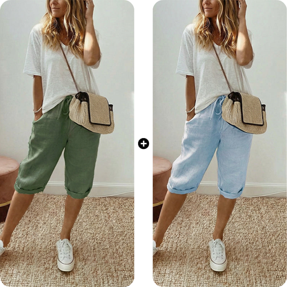 ⏳Time-Limited 60% OFF! 👖⏰Women’s Casual Cotton Linen Capris– Breathable, Comfortable & Effortlessly Chic 🌿✨