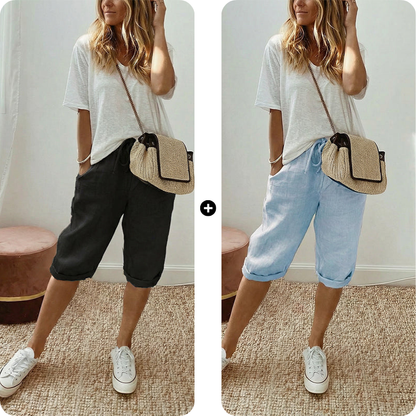 ⏳Time-Limited 60% OFF! 👖⏰Women’s Casual Cotton Linen Capris– Breathable, Comfortable & Effortlessly Chic 🌿✨