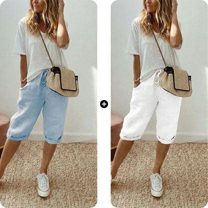 ⏳Time-Limited 60% OFF! 👖⏰Women’s Casual Cotton Linen Capris– Breathable, Comfortable & Effortlessly Chic 🌿✨
